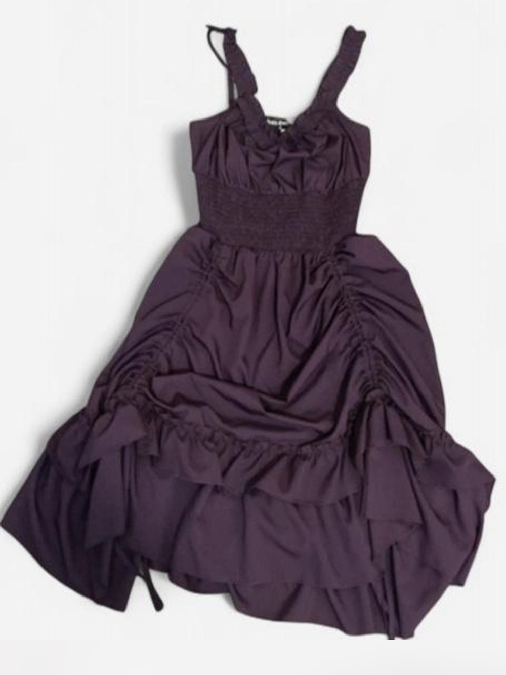 Scarlett Darkness Ruched Smocked Midi Dress in Deep Purple